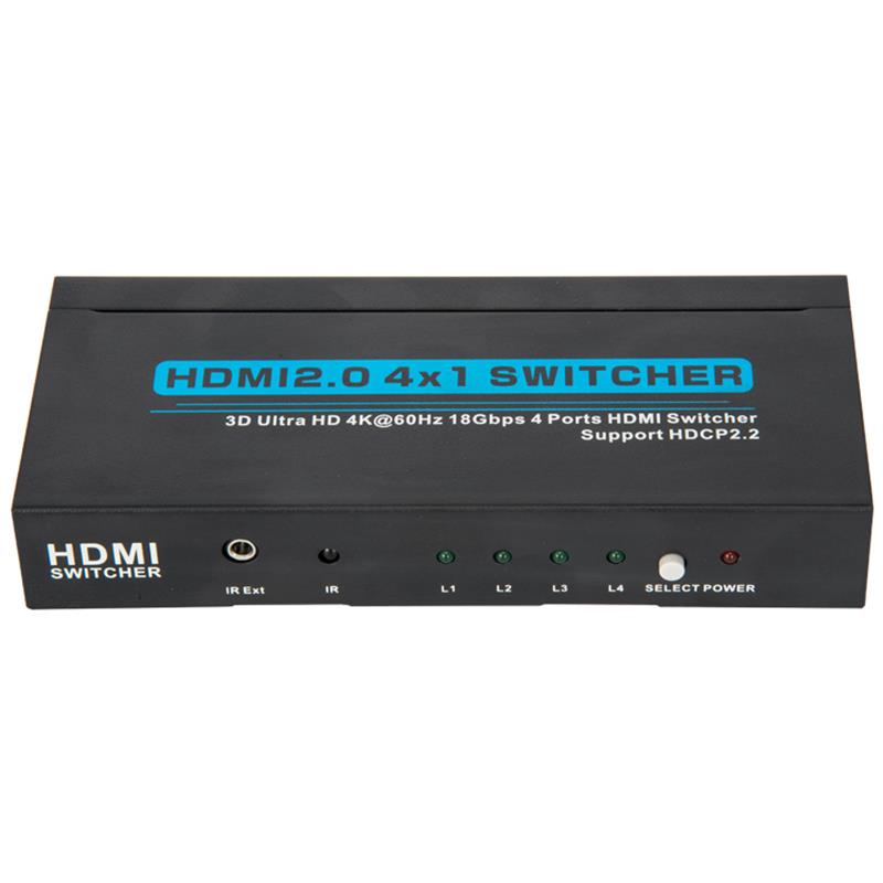 V2.0 HDMI 4x1 Switcher Поддержка 3D Ultra HD 4Kx2K при 60 Гц HDCP2.2