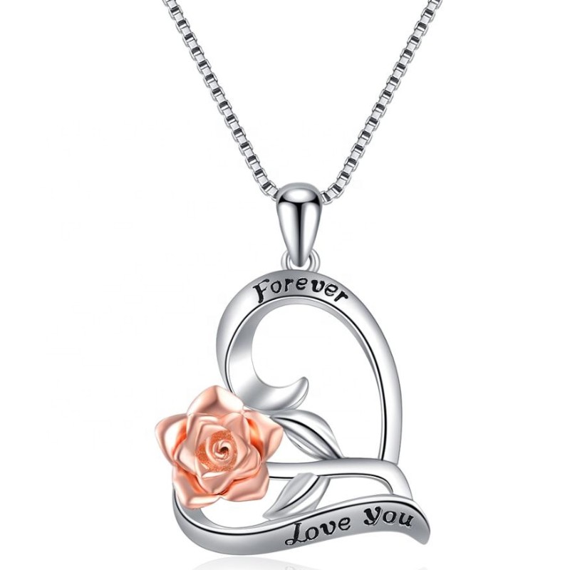 925 стерлингового серебра розовое сердце кулон заявление ожерелье персонализированные гравированные ожерелье 2020 дизайн