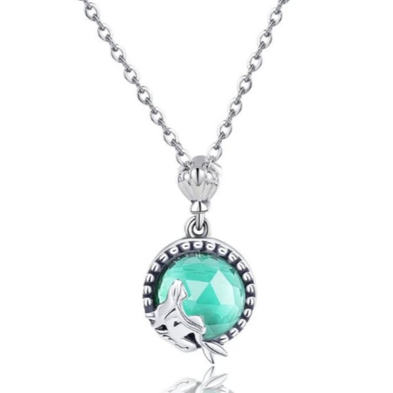 Русалка кулон стерлингового серебра 925 пробы для женщин драгоценный камень ожерелье из камня