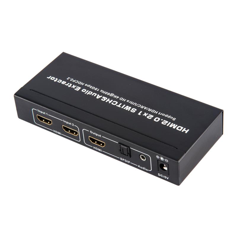V2.0 HDMI 2x1 коммутатор и поддержка Audio Extractor ARC Ultra HD 4Kx2K при 60 Гц HDCP2.2 18 Гбит / с