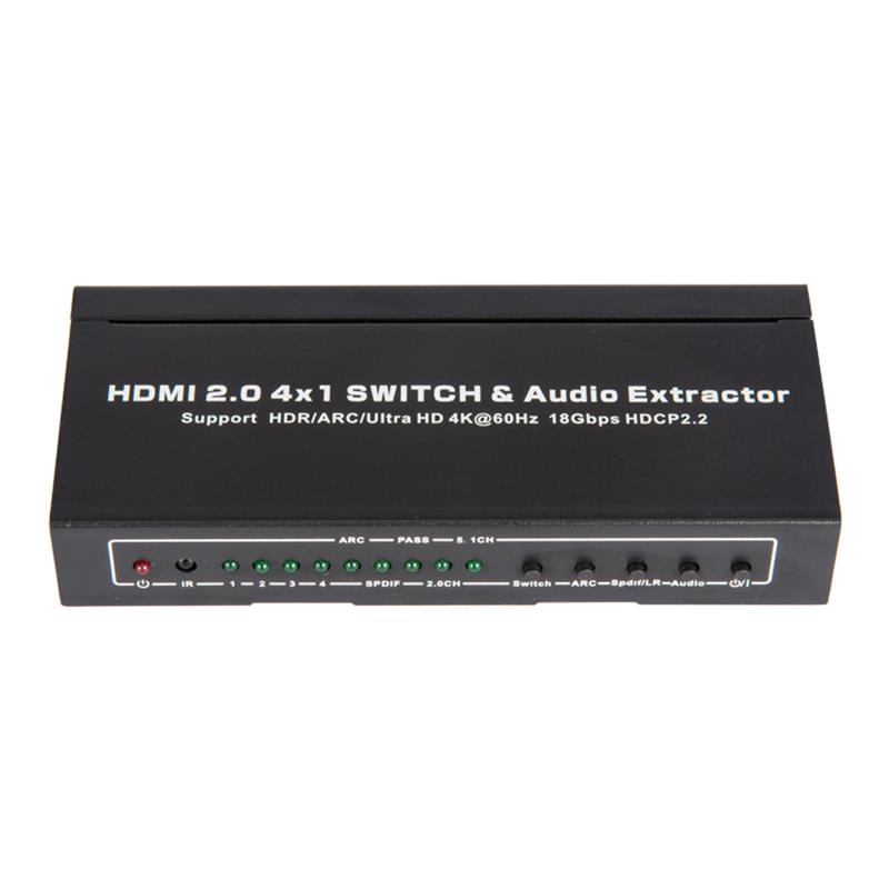 V2.0 HDMI 4x1 коммутатор и поддержка Audio Extractor ARC Ultra HD 4Kx2K при 60 Гц HDCP2.2 18 Гбит / с