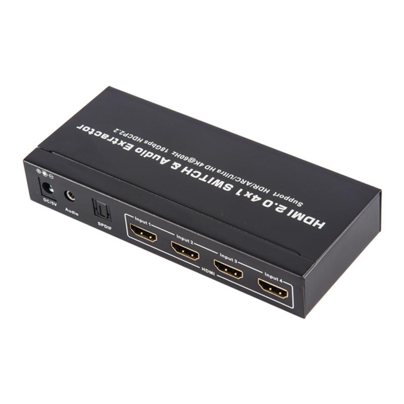 V2.0 HDMI 4x1 коммутатор и поддержка Audio Extractor ARC Ultra HD 4Kx2K при 60 Гц HDCP2.2 18 Гбит / с