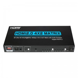 V2.0 Поддержка HDMI 4x2 Matrix Ultra HD 4Kx2K при 60 Гц HDCP2.2 18 Гбит \/ с с функцией извлечения звука