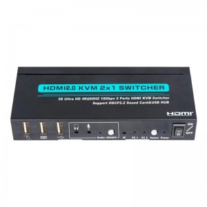 V2.0 HDMI KVM 2x1 Switch Поддержка Ultra HD 4Kx2K при 60 Гц HDCP2.2 Звуковая карта 18 Гбит \/ с и USB-концентратор
