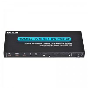 V2.0 HDMI KVM Переключатель 4x1 Поддержка Ultra HD 4Kx2K при 60 Гц HDCP2.2 Звуковая карта 18 Гбит \/ с и USB-концентратор