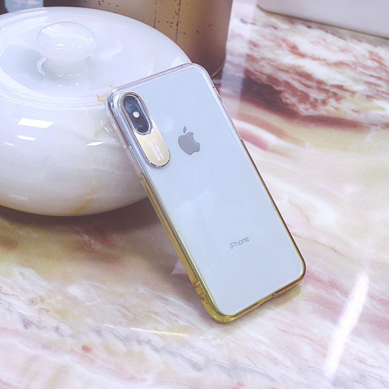 Цвет постепенно меняющегося края мобильного телефона для iPhone X / XS с металлической защитой камеры