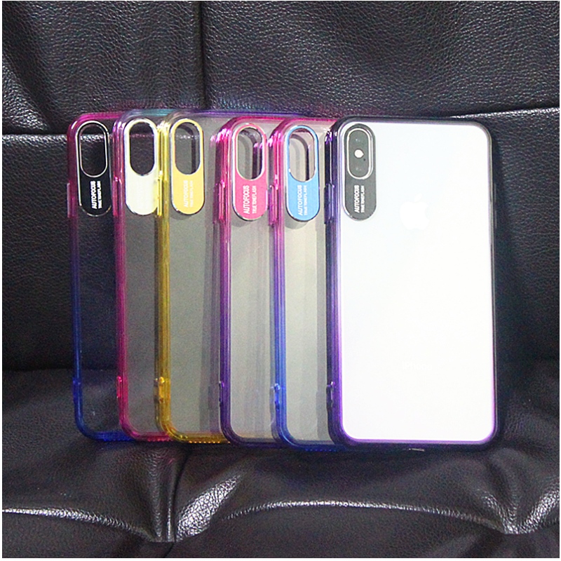 Цвет постепенно меняющегося края мобильного телефона для iPhone X / XS с металлической защитой камеры