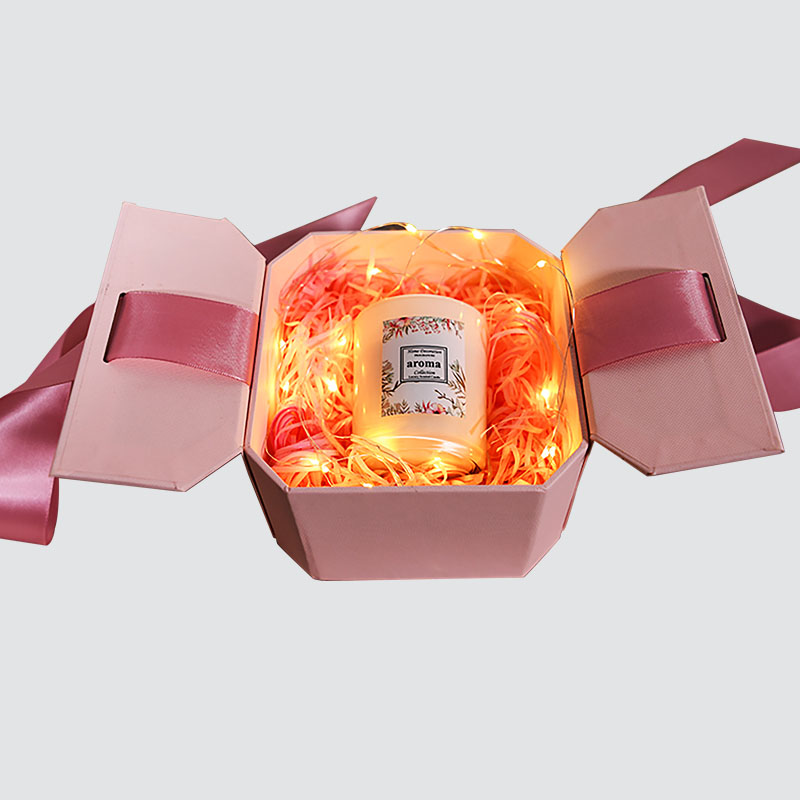 Розовая Сладкая Бантом Подарочная Коробка Лоскутная Чашка Свечи Шоколад Изысканная Подарочная Коробка