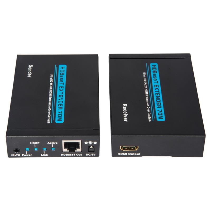 V1.4 4K HDBaseT HDMI - расширитель 70m, одиночный сердечник 5 класса / 6 кабель 35m @ 4kx2K / 30Hz, 70m @ 1080P / 60Hz