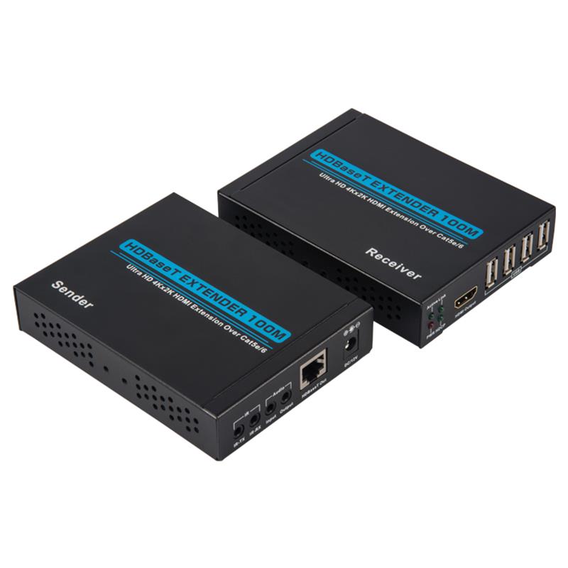 V1.4 4K HDBaset HDMI KVM расширитель 100m под 4kx2K / 30Hz, через кабель класса 5e / 6 100m