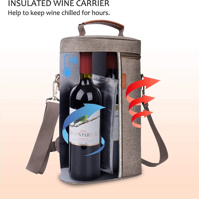 SGC32 Пользовательские Изолированные Tote Wine Пикник Мешок Оптовая Путешествия Мягкая Ручка Wine Bag 2 бутылки с Регулируемым Плечевым Ремешком