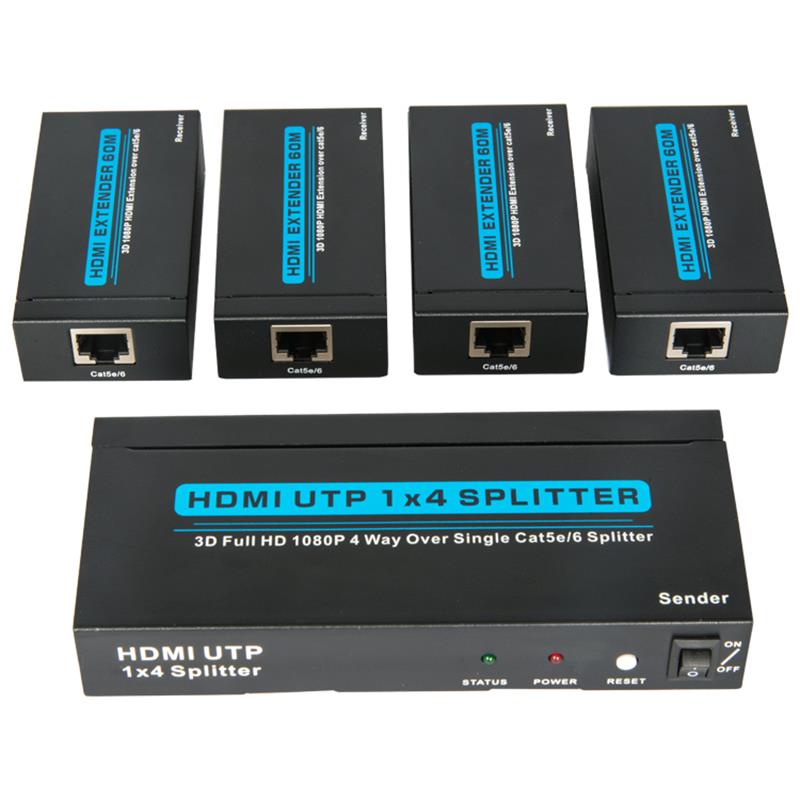 4 порта HDMI UTP 1x4 Splitter на один Cat5e / 6 с 4 приемниками до 60 м