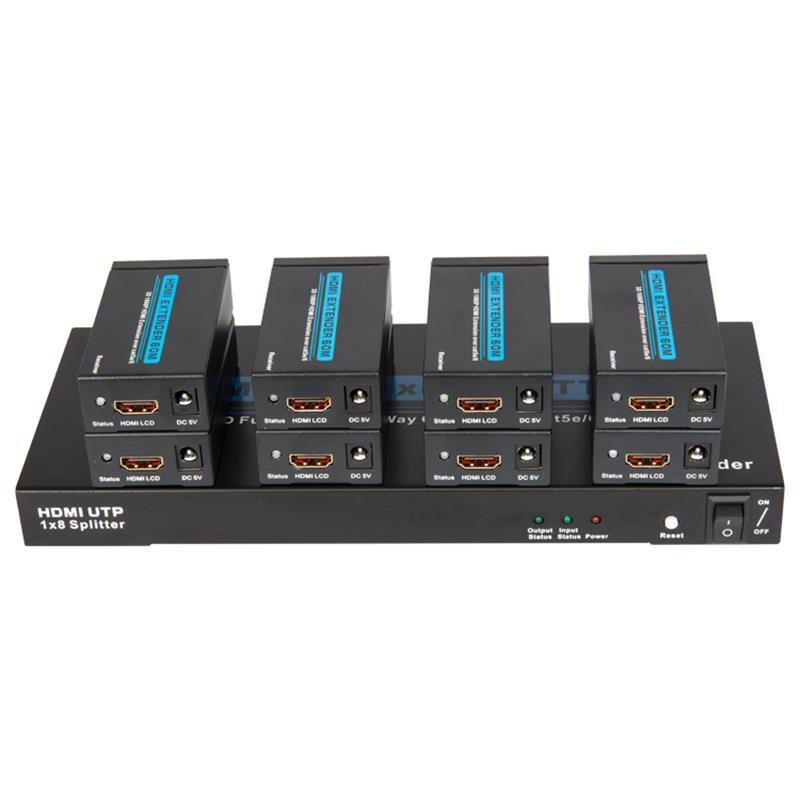 8 портов HDMI UTP 1x8 Splitter на один Cat5e / 6 с 8 приемниками до 60 м