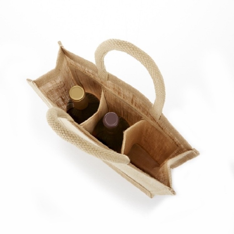 Сумки для покупок Tote с бутылкой из джута для вина SGS52, изготовленные на заказ, из 3 бутылок с окном