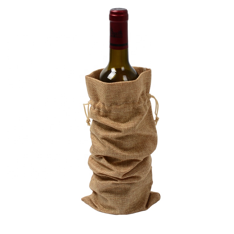SGS53 сельский Джут Джут грубое полотно винный мешок тянуть верёвка винная крышка бутылка повторно используемая тара подарочный мешок вино