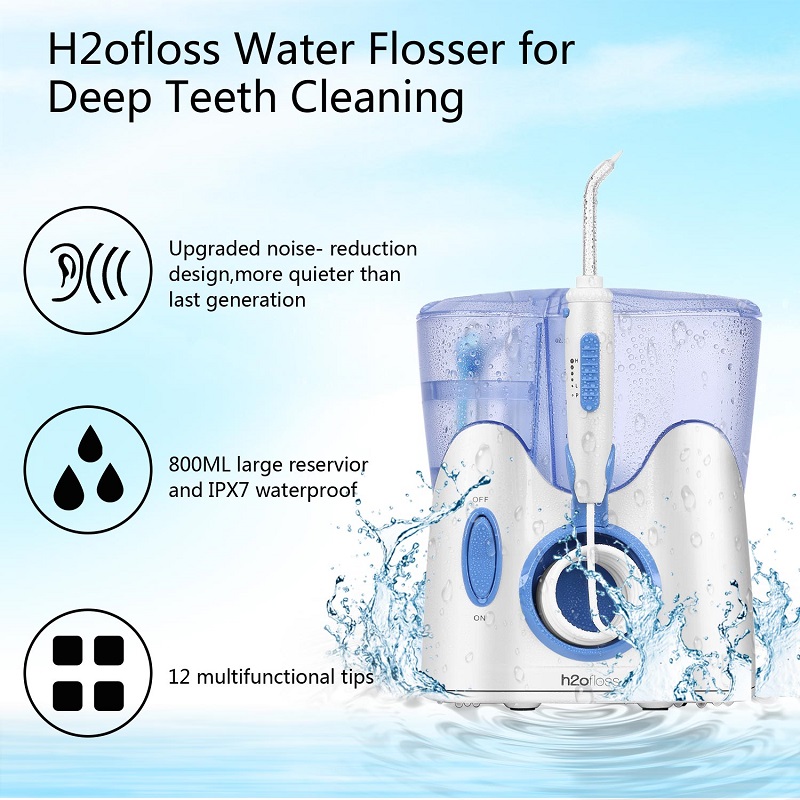 Стоматологический флоссер H2ofloss для чистки зубов с 12 многофункциональными наконечниками и 800 мл, профессиональный столешница для орального применения ирригатор Тихий дизайн