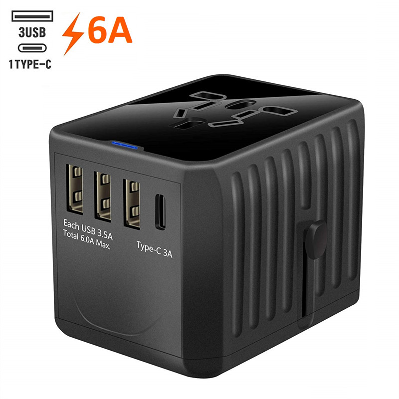 RRTRAVEL International Travel Adapter Универсальный адаптер питания по всему миру Все в одном 4 USB с электрической вилкой Идеально подходит для европейских стран США, ЕС, Великобритании, Австралии и других стран