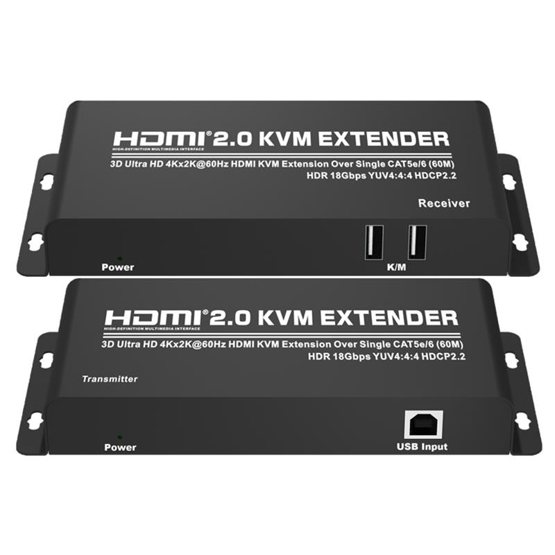 Удлинитель HDMI 2.0 KVM 60 м над одиночной поддержкой CAT5e / 6 Ultra HD 4Kx2K при 60 Гц HDCP2.2