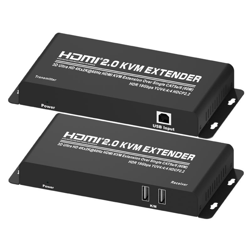 Удлинитель HDMI 2.0 KVM 60 м над одиночной поддержкой CAT5e / 6 Ultra HD 4Kx2K при 60 Гц HDCP2.2