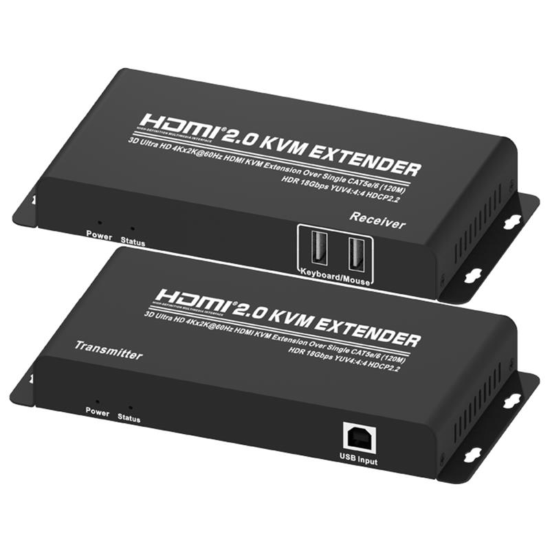 HDMI 2.0 KVM Extender 120 м над одиночной поддержкой CAT5e / 6 Ultra HD 4Kx2K при 60 Гц HDCP2.2