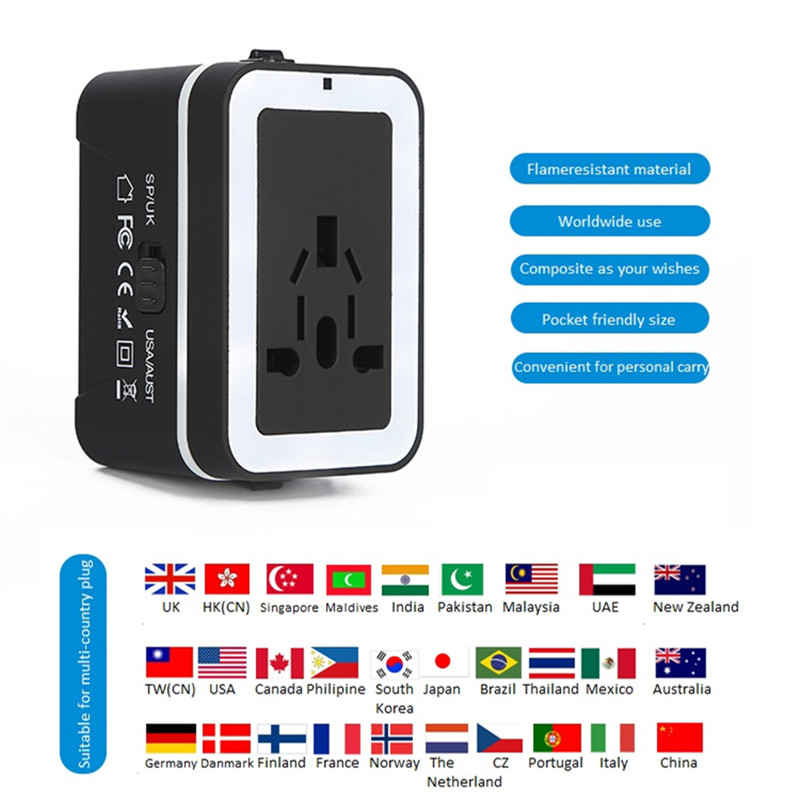 RRTRAVEL Travel Adapter, универсальный международный адаптер питания с 2 портами USB и европейским штекером, подходит для портативных компьютеров в более чем 150 странах