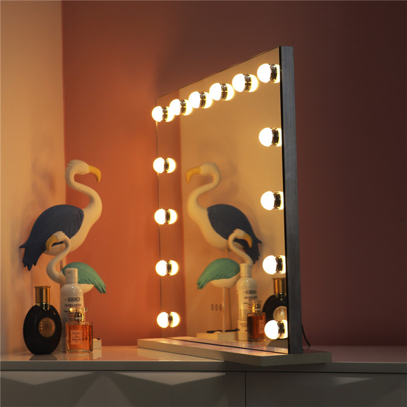 белый рабочий стол большой голливудский зеркало, с 14 ламп макияж