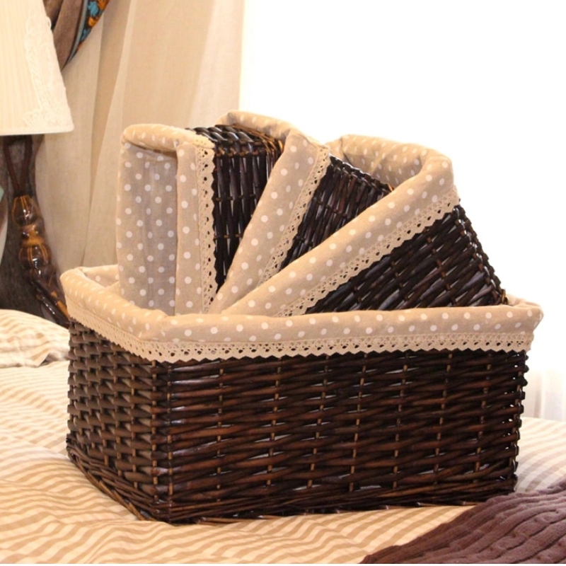 Набор из 3 плетеных корзин