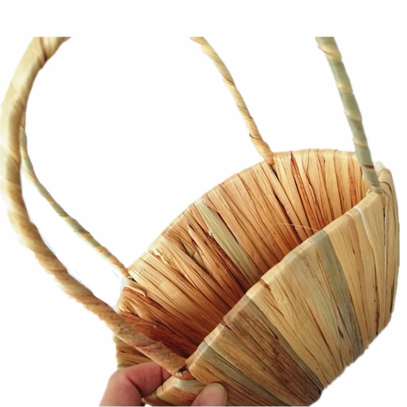 Соломенная цветочная корзинка с ручкой