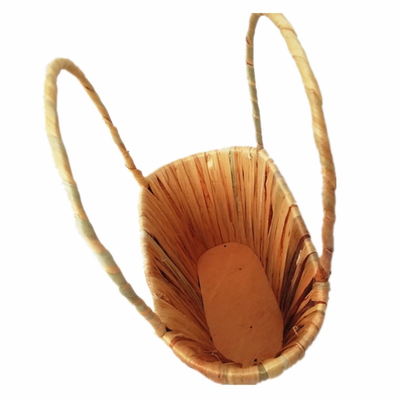 Соломенная цветочная корзинка с ручкой