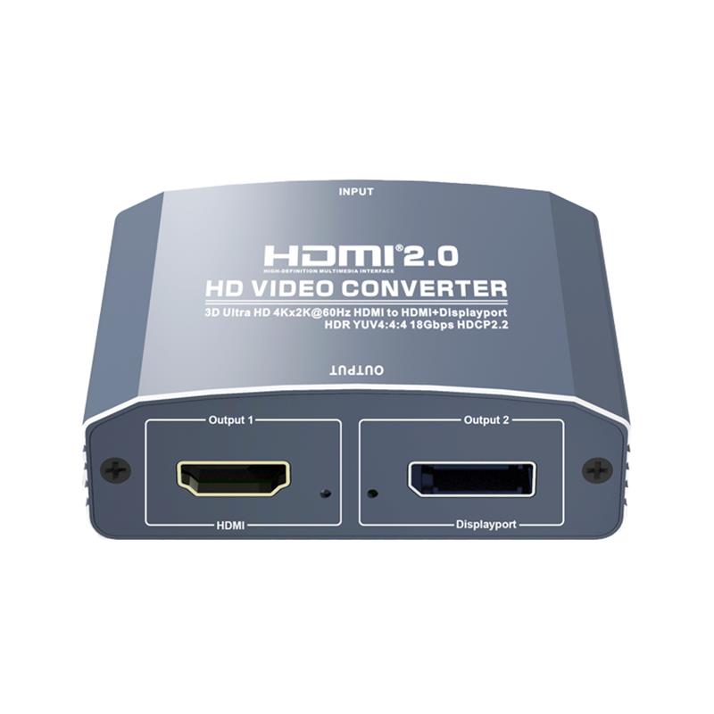 Конвертер 3D Ultra HD 4Kx2K @ 60 Гц с HDMI на HDMI + DP Поддержка HDMI2.0 18 Гбит / с HDR YUV4: 4: 4 HDCP2.2