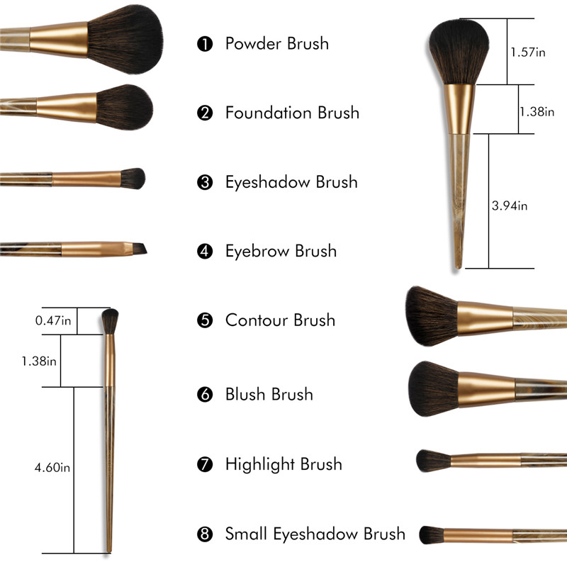 BEALUXUR Набор кистей для макияжа, Премиум-синтетическая пудра для лица Blush Eyeshadow Brushes Набор кисточек для макияжа с косметической сумкой