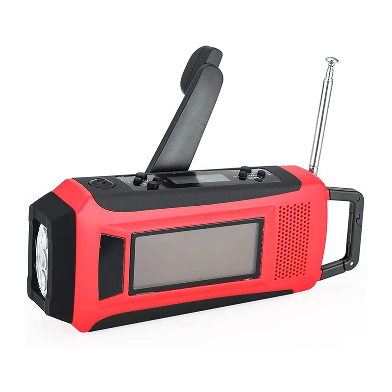 Погодное Радио Аварийный Ручной Рукоятка с автономным питанием AM / FM NOAA Солнечное портативное радио со светодиодным фонариком, 1150mAh Power Bank для iOS / Android Зарядное устройство для телефона