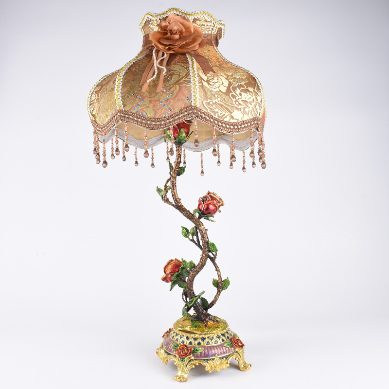 ходячая роза светильник Европейский цветной холст художественная маска спальня кровать тумбочка кабинет кабинет лампа