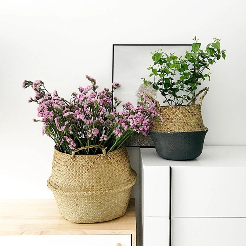 Подставка для растений плетеная из брюшка из морской травы для хранения подвесных корзинок из морской травы