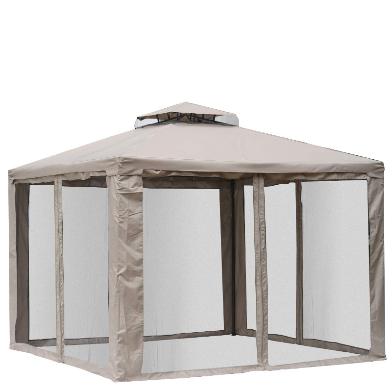 10 'x 10' балкон тент палатки, двойной мягкий потолок, с сетчатыми боковыми стенками, серо - коричневый цвет