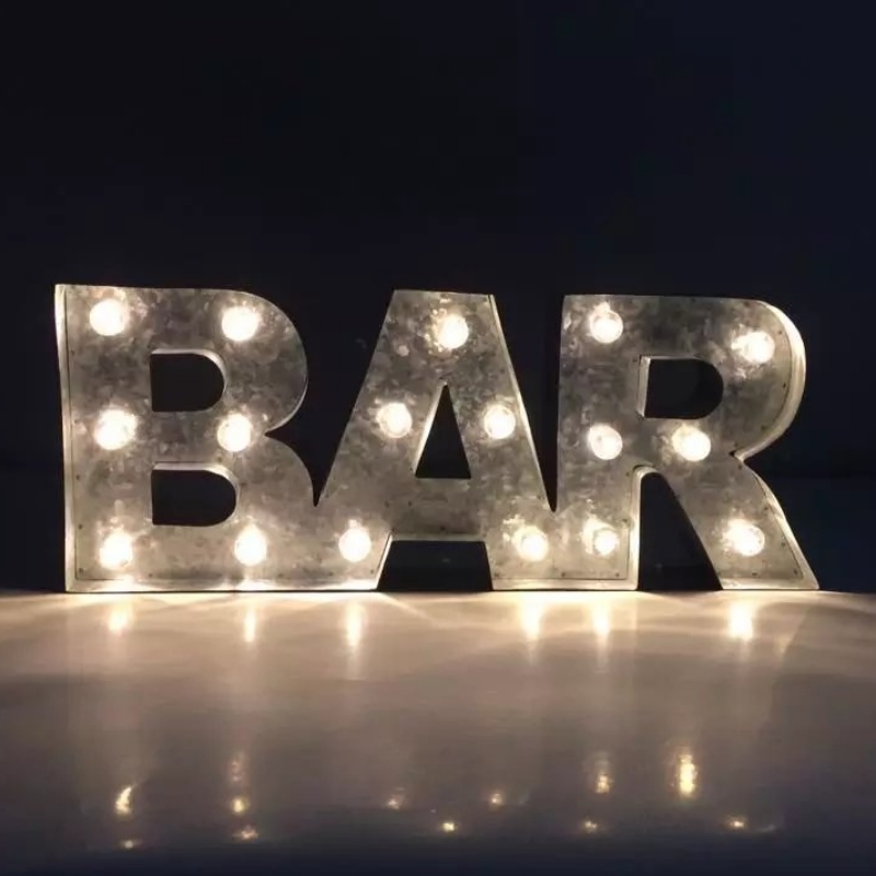 3D LED Металл Tin Bar Знак LED Письмо Знак Шатер Письмо Свет Лампы для Кафе-Бар Магазин