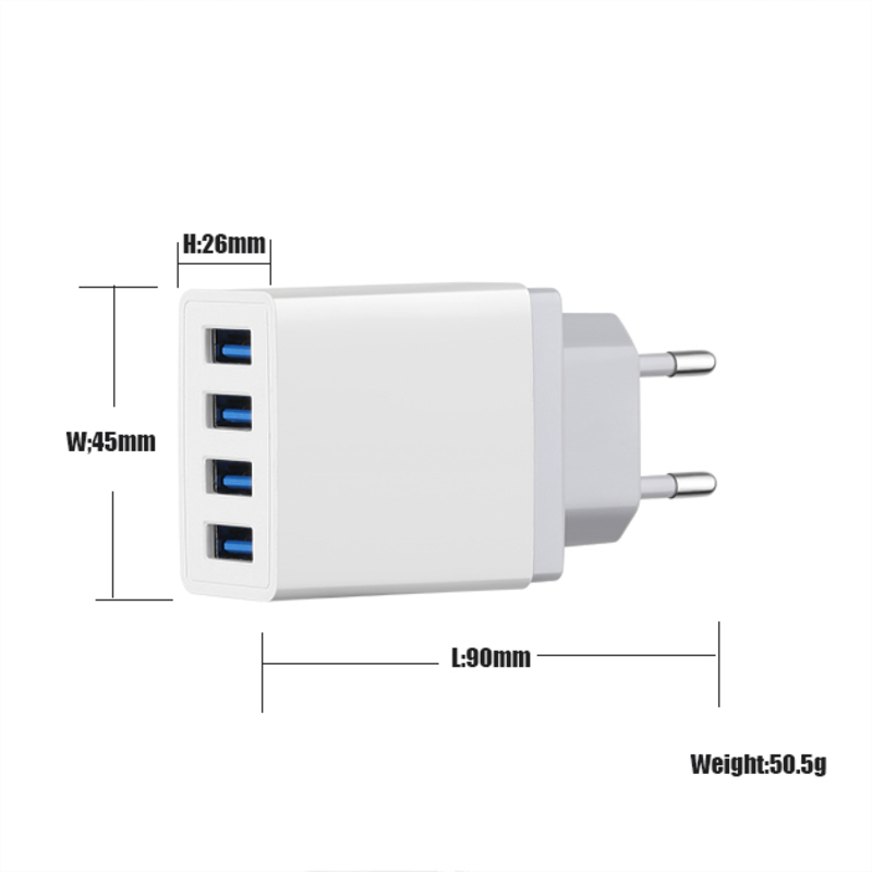 Адаптер зарядного устройства для настенного зарядного устройства USB с 4 портами Быстрое зарядное устройство для мобильного телефона