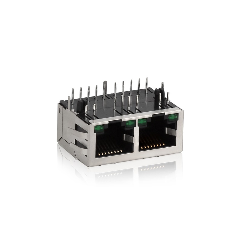 RJ45, 1X2 (фильтр), LED, экранированный экран
