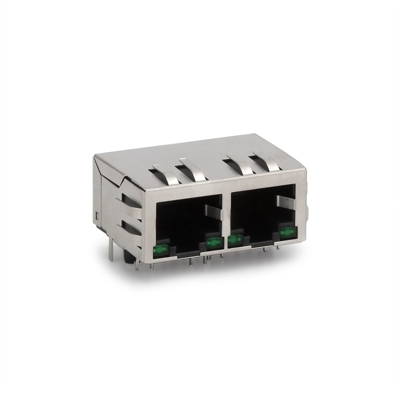 RJ45, 1X2 (фильтр), LED, экранированный экран