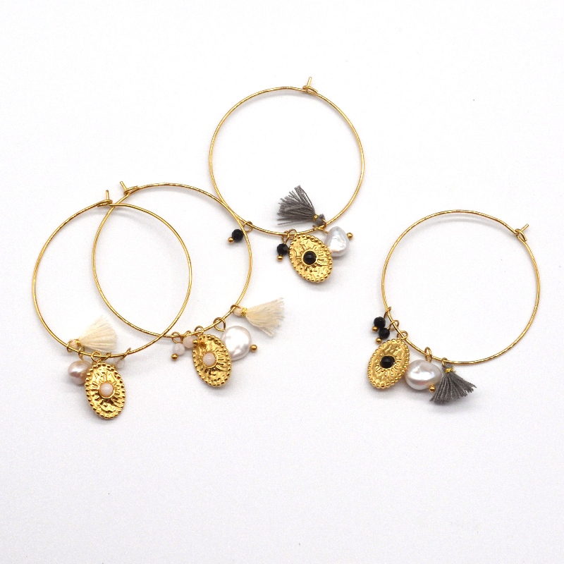 Золотые классические полированные круглые серьги из нержавеющей стали, фабрика по обработке ювелирных изделий в Китае Ruifanbao