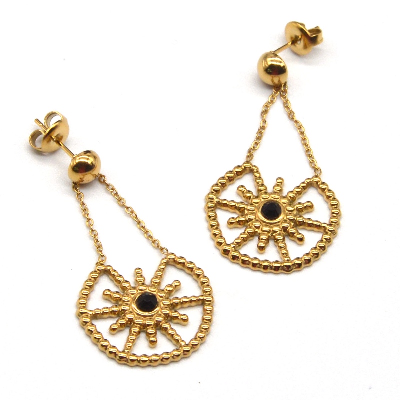 Золотые женские модели из нержавеющей стали с цветочными подвесками, дизайн ушей, очаровательная работа для молодых женщин. Ювел...