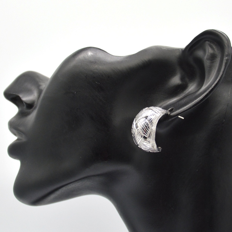 Серебряные серьги женские круглые саржевые серьги с гравировкой, фабрика по обработке ювелирных изделий в Китае Ruifanbao