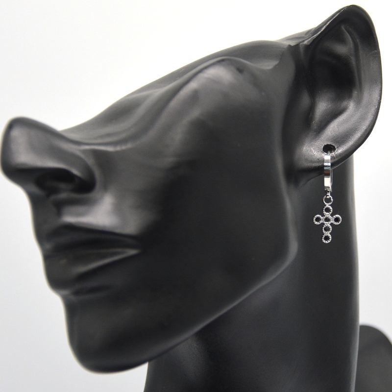 Серебряные серьги-крестики с цирконием для ногтей маленькие круглые серьги висячие кресты унисекс Китай Ruifanbao ювелирная фабрика