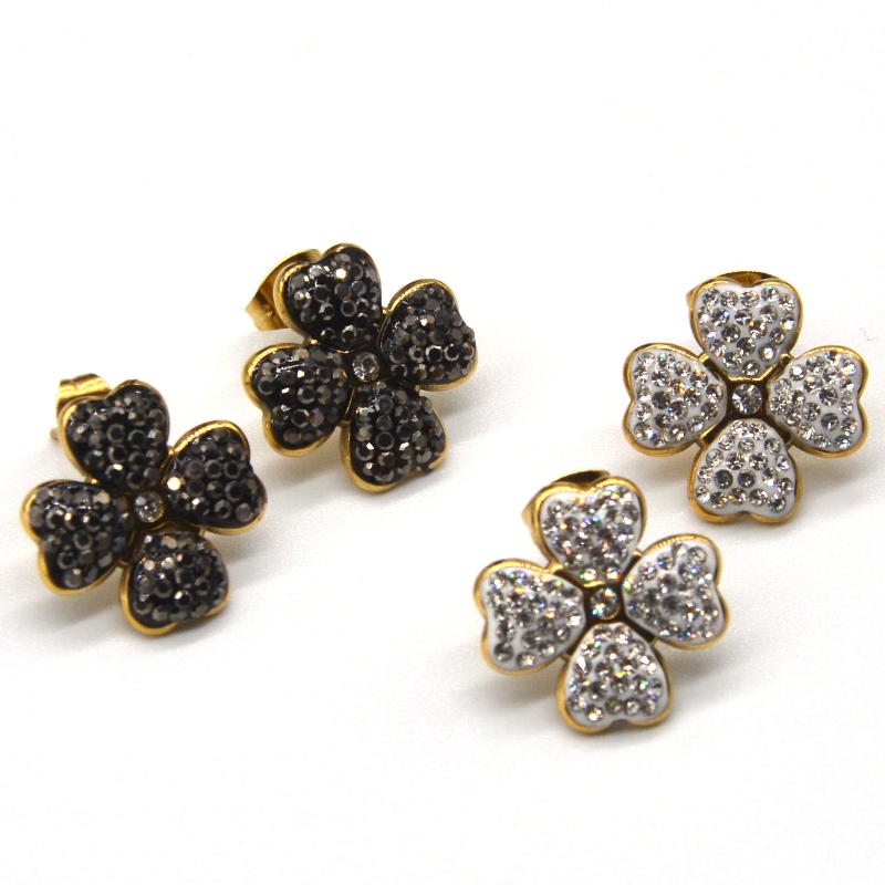 Серьги с четырьмя листьями клевера, подходящие для девочек и женщин, черные \/ белые серьги в форме сердца в форме сердца, фабрика ...