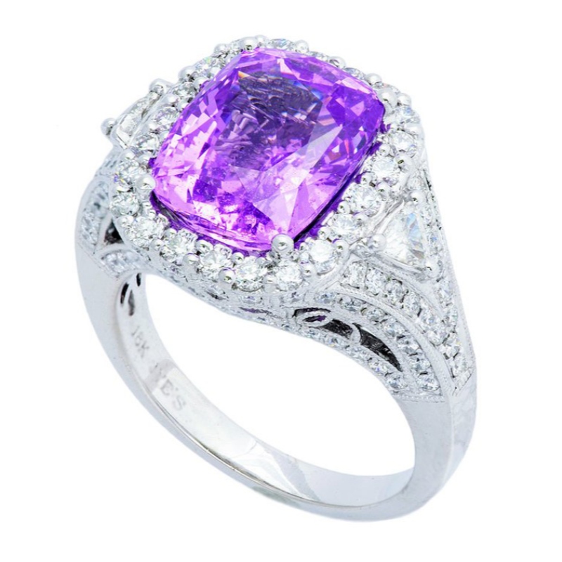 Женское кольцо из стерлингового серебра 925 пробы .925 с синтетическим сапфиром и полированным когтем с вырезом из циркона Китайска...