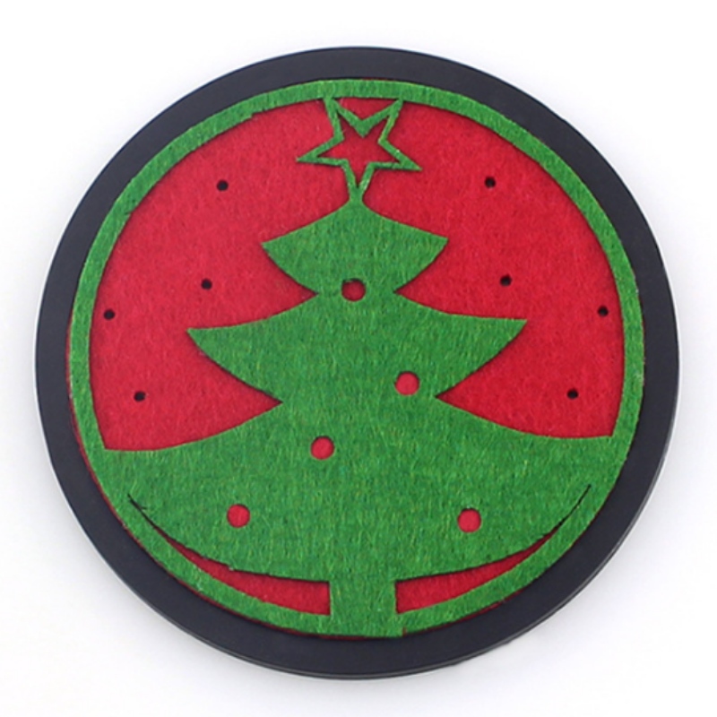 10 круглых утолщенных рождественских подставок из фетра