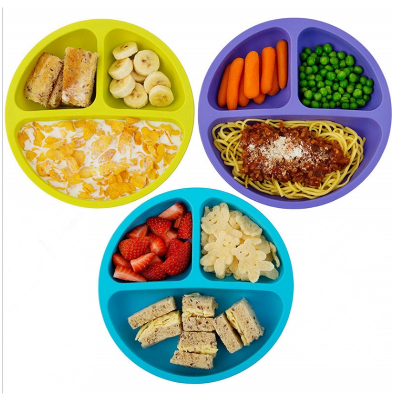 Силиконовая интегрированная круглая улыбающаяся лицевая панель Силиконовая детская миска и тарелка