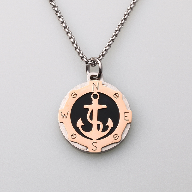 Ювелирные изделия из нержавеющей стали в итальянском стиле, подвеска с ветровым якорем, мужское ожерелье, сделанное в китае
