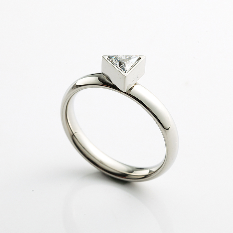 Женское кольцо из нержавеющей стали Золотое \/ розовое золото \/ серебряное кольцо Кольцо с камнем CZ