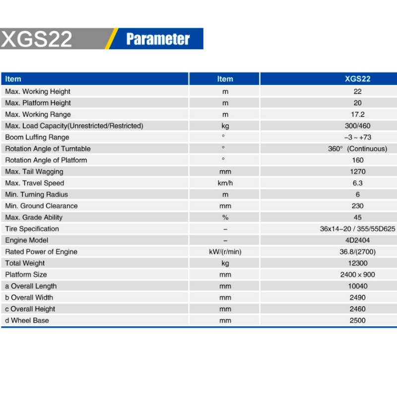 Подъемники с телескопической стрелой XGS22